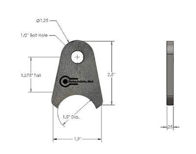 Tube mount shock tab 1.5" Pair