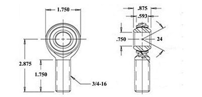 ECM .750" 3/4” rod end heim joint kit left and right hand thread